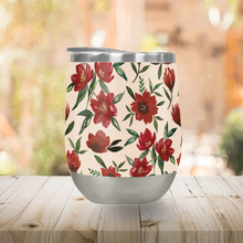 Load image into Gallery viewer, Red Fall Flowers Stemless Wine Tumbler