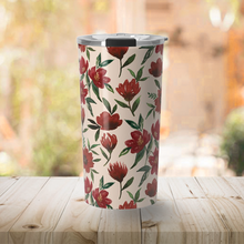 Load image into Gallery viewer, Red Fall Flowers Travel Mug