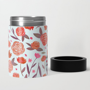 Red Floral Can Cooler/Koozie