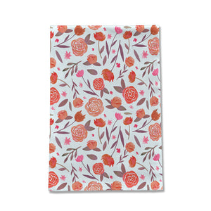 Red Floral Pattern Tea Towel