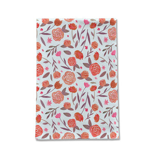 Red Floral Pattern Tea Towel [Wholesale]