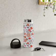 Load image into Gallery viewer, Red Floral Handle Lid Water Bottle