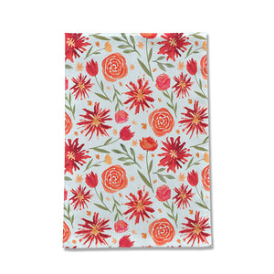 Red Flower Burst Pattern Tea Towel [Wholesale]