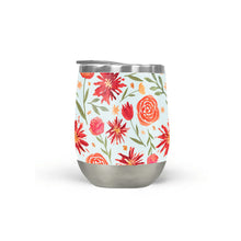 Load image into Gallery viewer, Red Flower Burst Pattern Stemless Wine Tumbler
