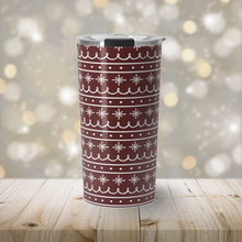 Load image into Gallery viewer, Red Snowflake Pattern Travel Mug