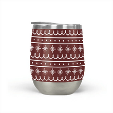 Load image into Gallery viewer, Red Snowflake Pattern Stemless Wine Tumbler