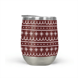 Red Snowflake Pattern Stemless Wine Tumbler [Wholesale]