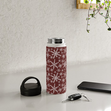 Load image into Gallery viewer, Red Snowflakes Handle Lid Water Bottle