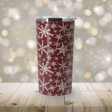 Load image into Gallery viewer, Red Snowflakes Travel Mug