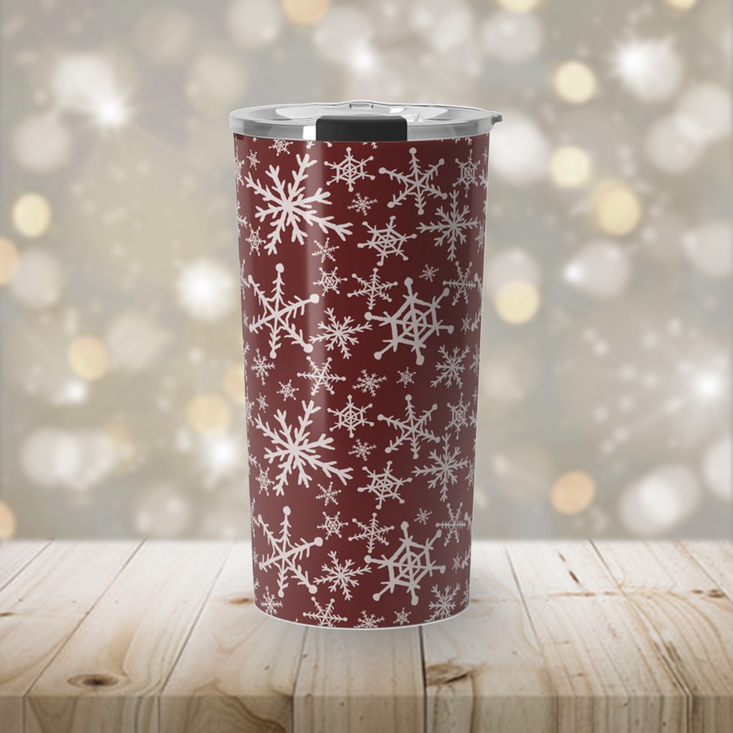 Red Snowflakes Travel Mug