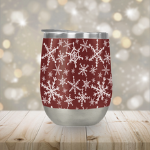 Load image into Gallery viewer, Red Snowflakes Stemless Wine Tumbler