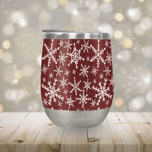 Red Snowflakes Stemless Wine Tumbler [Wholesale]