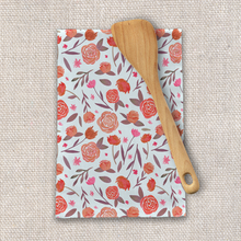 Load image into Gallery viewer, Red Floral Pattern Tea Towel