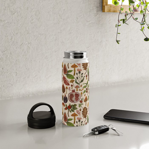 Rose Hips, Fruit, and Leaves Handle Lid Water Bottle