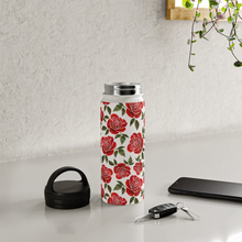 Load image into Gallery viewer, Rose Watercolor Handle Lid Water Bottle