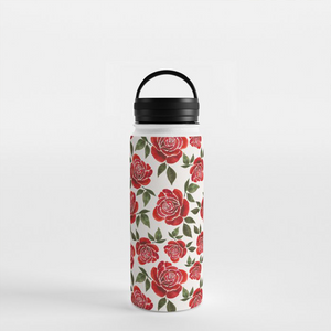 Rose Watercolor Handle Lid Water Bottle