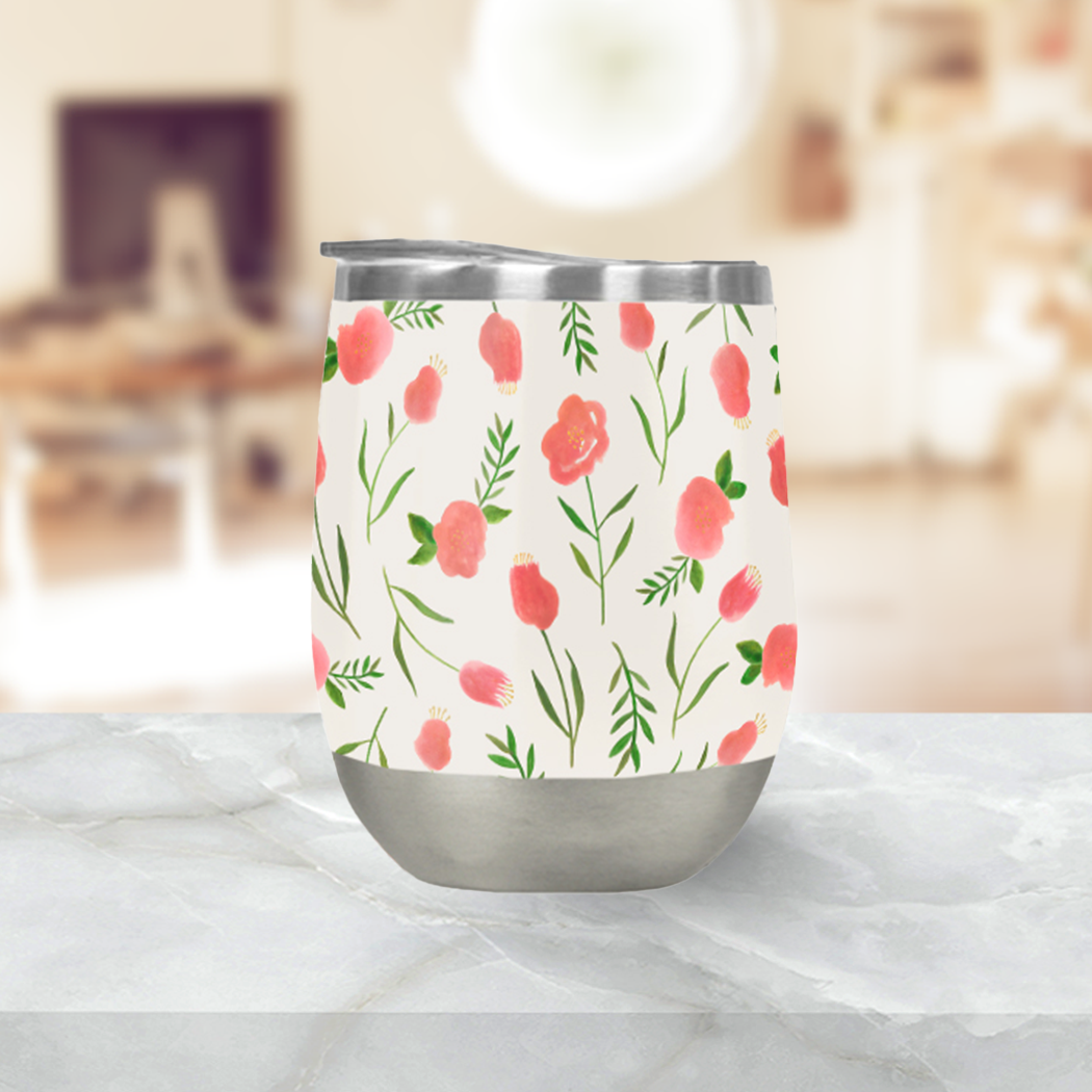 Spring Watercolor Stemless Wine Tumblers