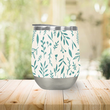 Load image into Gallery viewer, Teal Falling Leaves Stemless Wine Tumblers