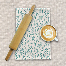 Load image into Gallery viewer, Teal Falling Leaves Tea Towels