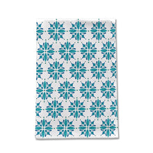Load image into Gallery viewer, Teal Watercolor Tile Tea Towel [Wholesale]
