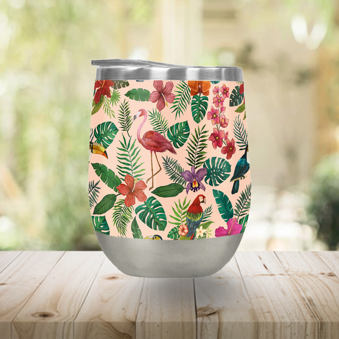 Tropical Bird Stemless Wine Tumbler