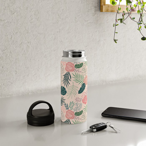 Tropical Floral Handle Lid Water Bottle