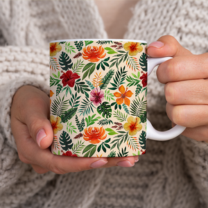 Tropical Watercolor Floral Pattern - Mug