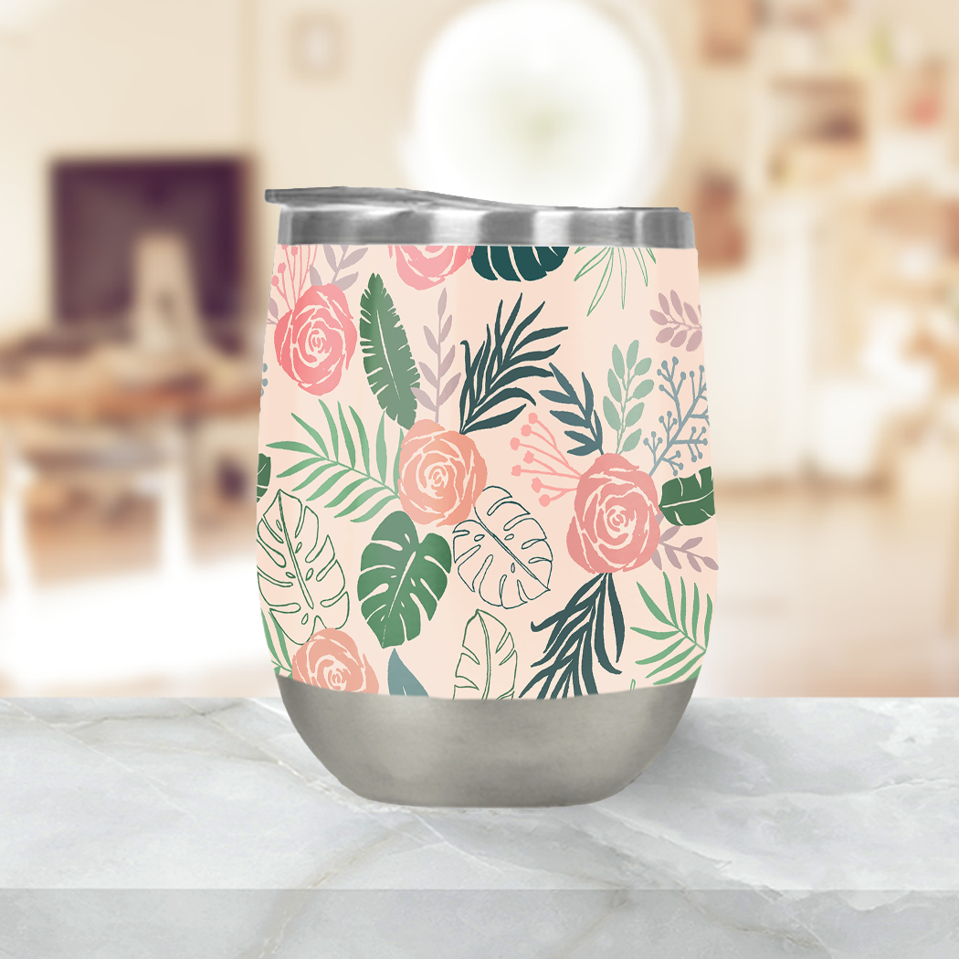 Tropical Floral Stemless Wine Tumbler