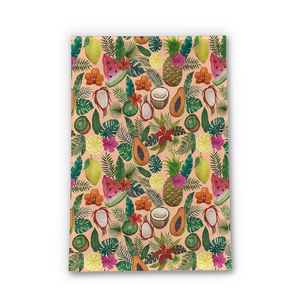 Tropical Fruit and Flowers Tea Towel
