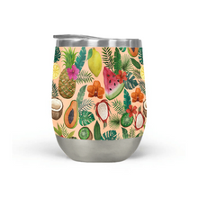 Load image into Gallery viewer, Tropical Fruit and Flowers Stemless Wine Tumbler