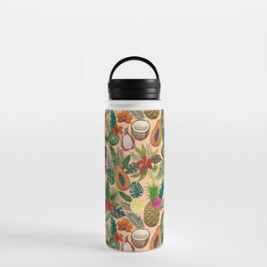 Tropical Fruit and Flowers Handle Lid Water Bottle