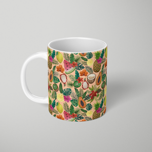 Tropical Fruit and Flowers Pattern - Mug