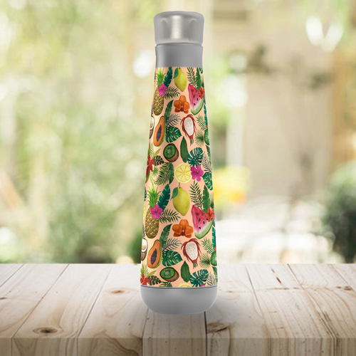 Tropical Fruit and Flowers Peristyle Water Bottle