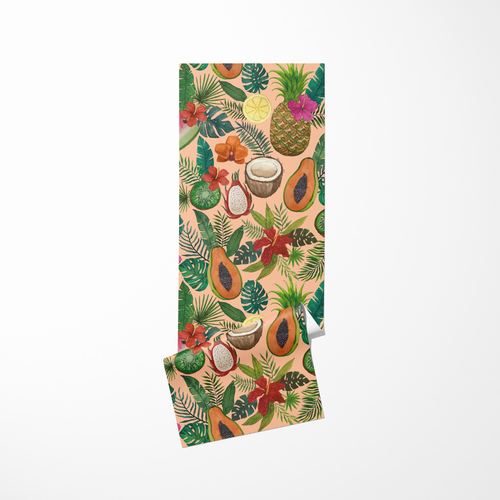 Tropical Fruit and Flowers Yoga Mat