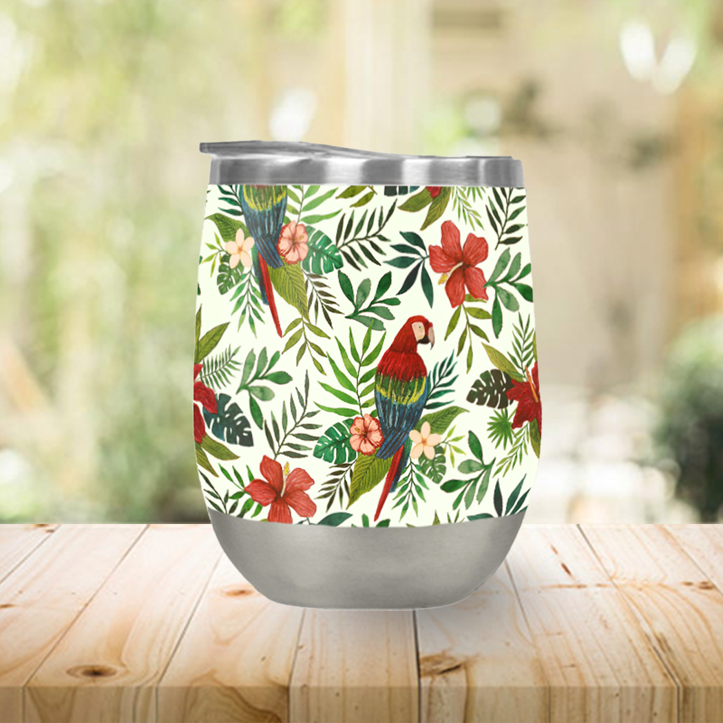 Tropical Parrot Stemless Wine Tumbler