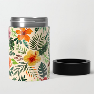 Tropical Watercolor Floral Can Cooler