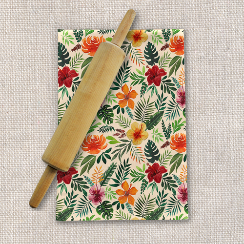Tropical Watercolor Floral Tea Towel