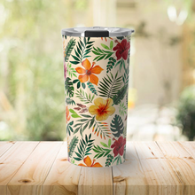 Load image into Gallery viewer, Tropical Watercolor Floral Travel Mug