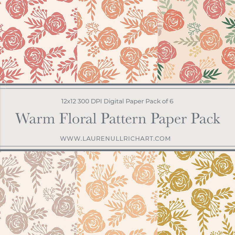 Warm Floral Pattern Digital Paper Pack
