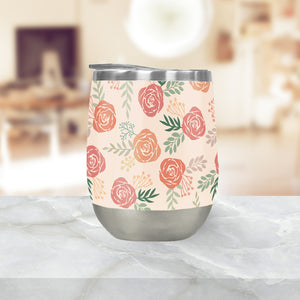 Warm Floral Pattern Stemless Wine Tumblers