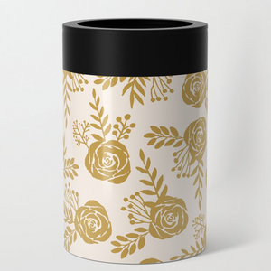 Warm Gold Floral Can Cooler