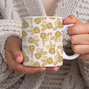 Warm Gold Floral Pattern - Mug