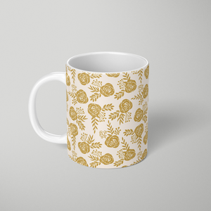 Warm Gold Floral Pattern - Mug