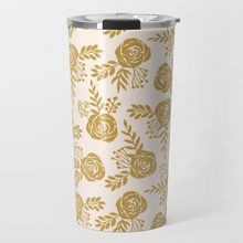 Load image into Gallery viewer, Warm Gold Floral Travel Mug