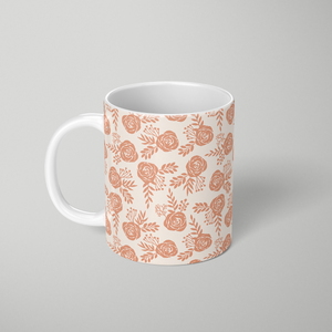 Warm Orange Floral Pattern - Mug