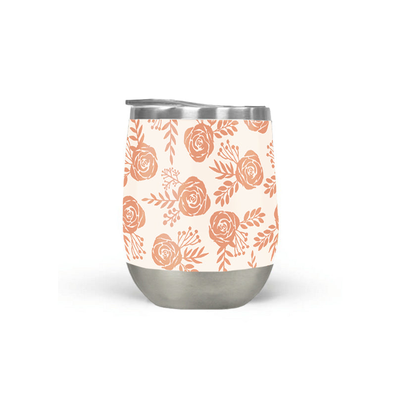 Burnt Orange Flower Burst Pattern Stemless Wine Tumbler – Lauren Ullrich Art