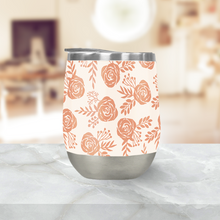 Load image into Gallery viewer, Warm Orange Floral Pattern Stemless Wine Tumblers