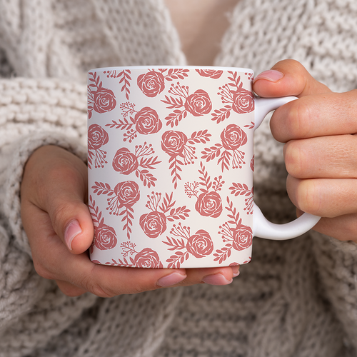 Warm Pink Floral Pattern - Mug