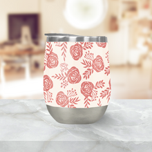 Load image into Gallery viewer, Warm Pink Floral Stemless Wine Tumblers