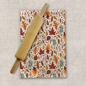Watercolor Fall Leaves Tea Towel